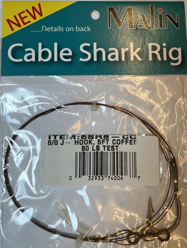 Malin 5SR6CC Cable Shark Rig Stainless 6/0 JHook 5 Stainless | 032933740067