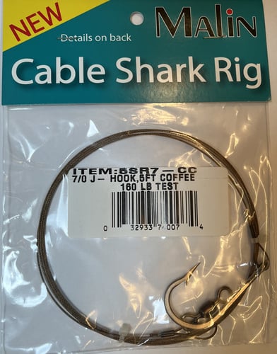 Malin 5SR7CC Cable Shark Rig Stainless 7/0 JHook 5 Stainless | 032933740074
