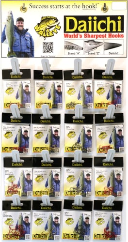 Daiichi TSOR Tommy Skarlis Awesome Walleye Hooks, 16 peg display, 6