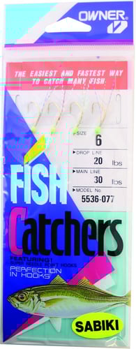 Owner 5536-077 Sabiki Mackerel Fish Skin 4Hks 1Pk Sz6 Gld W/Mackerel