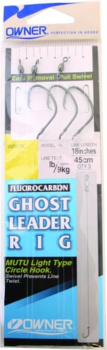 Owner 5214-121 Ghost Leader Fluorocarbon 3Pk w/Light Circle