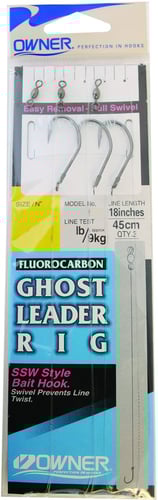Owner 5215-101 Ghost Leader Fluorocarbon 3Pk w/Bait Hk Sz1 20Lb
