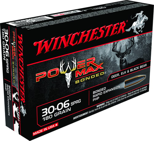 Winchester Ammo X30064BP Power Max Bonded  30-06 Springfield 180 gr 2700 fps Bonded Rapid Expansion PHP 20 Bx/10 Cs