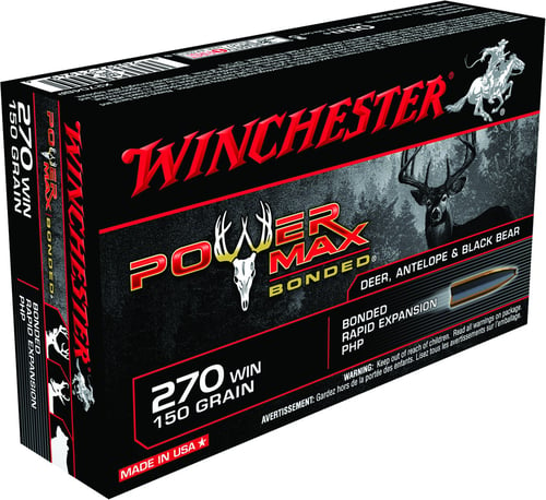 Winchester Ammo X2704BP Power Max Bonded  270 Win 150 gr 2850 fps Bonded Rapid Expansion PHP 20 Bx/10 Cs