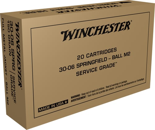 Winchester Ammo SG3006W Service Grade  30-06 Springfield 150 gr Full Metal Jacket (FMJ) 20 Bx/10 Cs