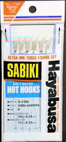 Hayabusa S510E8 SabaAurora Sabiki Rig Sz8 6Us 6Hooks | 724343174579
