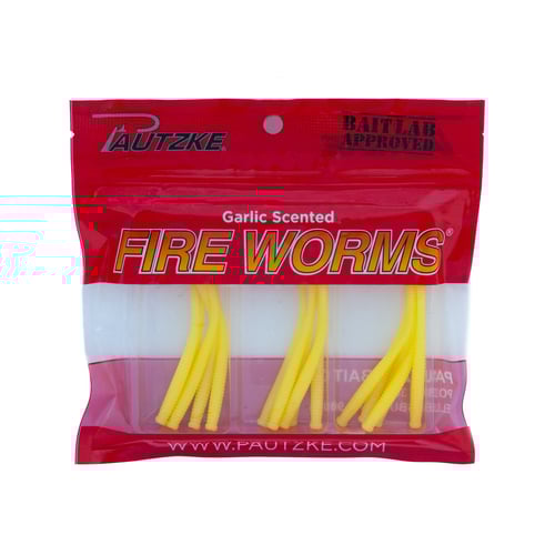 Pautzke FWORMYEL Fire Worms, Yellow 15 Count, 2  inches | 053398007663