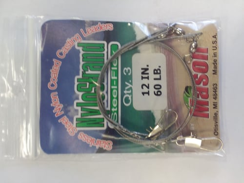 Mason 3N1260 12 Inch 60 Nylon Leaders Bright 3/Bag | 048628170248