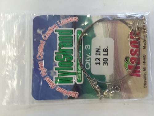 Mason 3N1230 12 Inch 30 Nylon Leaders Bright 3/Bag | 048628170224