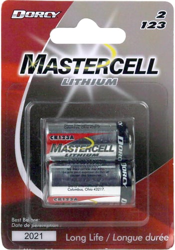 Dorcy 41-4108 Mastercell 2 Pack Lithium Coin Batteries 123A 3 Volts