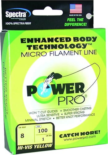 Power Pro 21100080100Y Spectra Braided Fishing Line 8lb 100yd