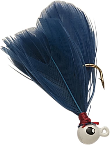 Double OO 61108 FluFlu Jig, 1/64 oz, Sz 10 Hook, White/Blue | 026995611083