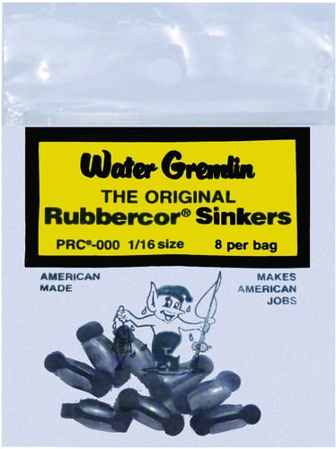 Water Gremlin PRC000 Rubbercore Sinker 1/16oz Ziplock 8Pk | 038775010092