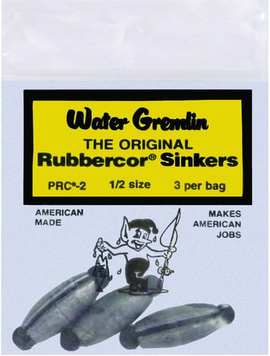 Water Gremlin PRC-2 Rubbercore Sinker 1/2oz Ziplock 3Pk