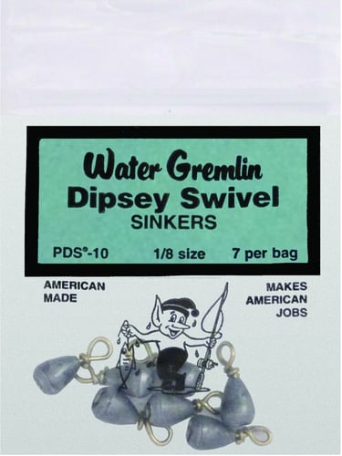 Water Gremlin PDS10 Dipsey Swivel Sinker 1/8oz 7Pc | 038775020633
