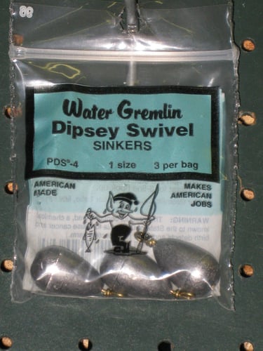Water Gremlin PDS4 Dipsey Swivel Sinker 1oz 3Pc | 038775020695