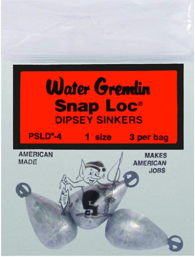 Water Gremlin PSLD-4 Snap-Loc Dipsey Swivel Sinker 1oz 3Pc