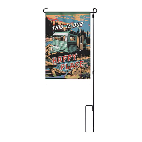 Rivers Edge 2749 Lawn Flag 14in x 22in with Pole  Happy Place | 643323927496