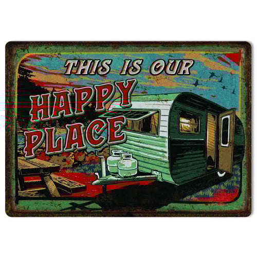 Rivers Edge 2618 Tin Sign 12in x 17in - Happy Place | 643323926185