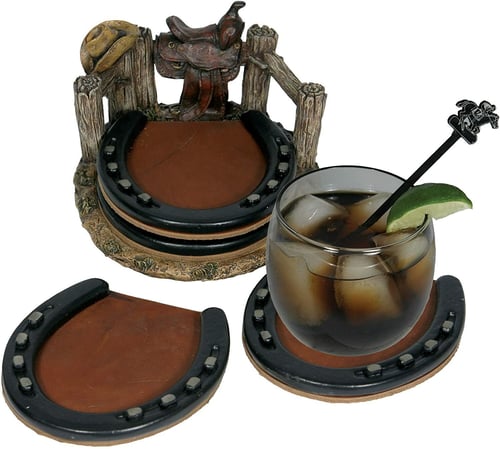 Rivers Edge 537 Coaster- Horseshoe/Faux Leather | 643323537008