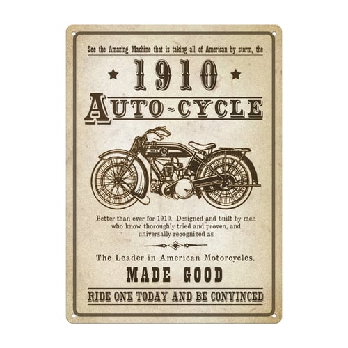 Rivers Edge 2820 Tin Sign 12in x 17in - 1910 Auto-Cycle | 643323828205