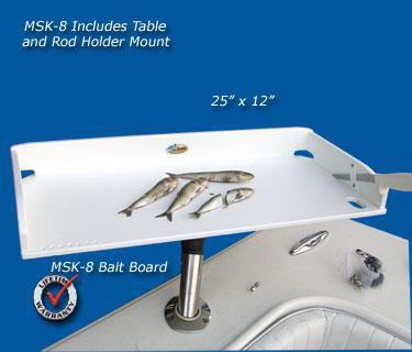 Deep Blue MSK8 Large Bait Table w/ MSR Arm  MS202 Ball Mount 25 Inchx12 Inch | 819044006554