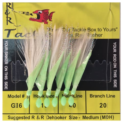 RR GI6 Sabiki Goggle Eye Rig 6Hk Wht Feathers w/Flash Skin  Gl Bds | 896932000184