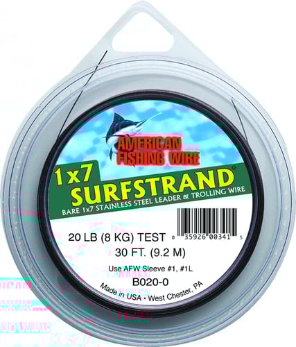 AFW B0150 Surfstrand Bare 1x7 Stainless Steel Leader Wire 15lb 7 | 035926002210
