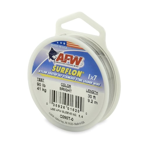 AFW C090T0 Surflon Nylon Coated 1x7 Stainless Leader Wire 90lb 41 | 035926016200
