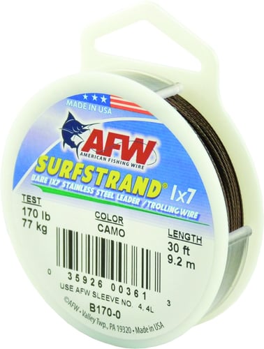 AFW B1700 Surfstrand Bare 1x7 Stainless Steel Leader Wire 170lb | 035926003613