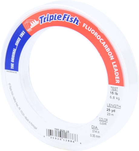 Triple Fish TFFB2515 Fluorocarbon Leader 15lb 6.8 kg test 0.014 in | 035926128866