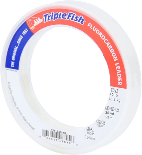 Triple Fish TFFB2540 Fluorocarbon Leader 40lb 18.1 kg test 0.025 in | 035926128903