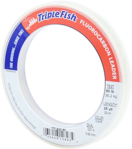 Triple Fish TFFB2580 Fluorocarbon Leader 80lb 36.2 kg test 0.037 in | 035926128934