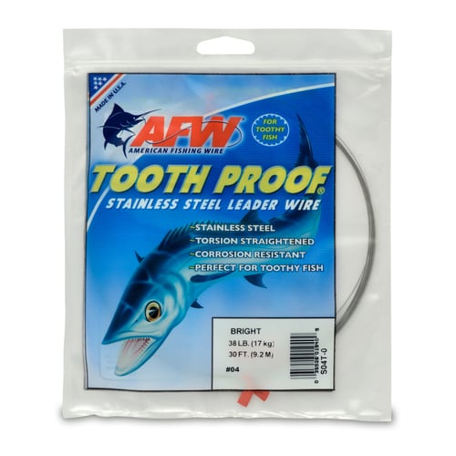 AFW S04T0 4 ToothProof Stainless Steel Single Strand Leader, 38lb | 035926019409