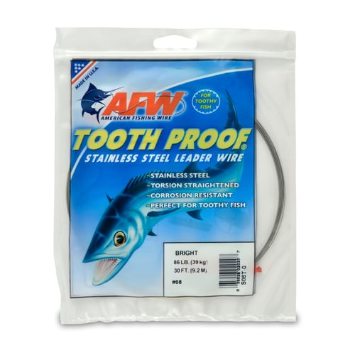 AFW S08T0 8 ToothProof Stainless Steel Single Strand Leader, 86lb | 035926020207