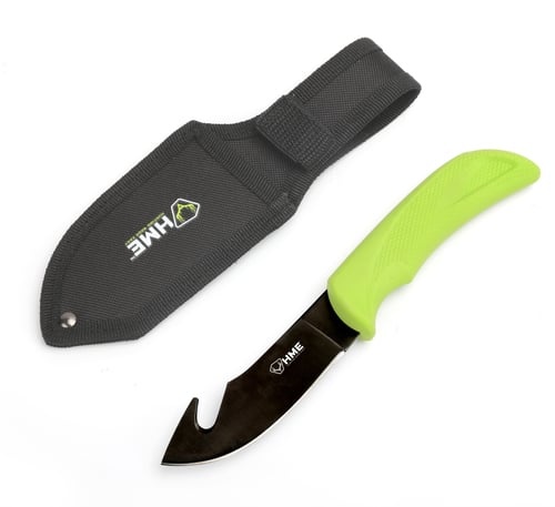 HME KNFSFB Saw and Knife 420HC Stainless Steel Black Oxide Gut Hook/Saw Thermoplastic Rubber Green