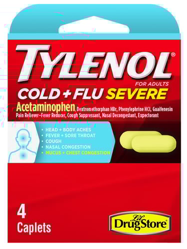 Marine Sports 1764 Tylenol Cold  Flu Severe Acetaminophen 4 count | 366715975621
