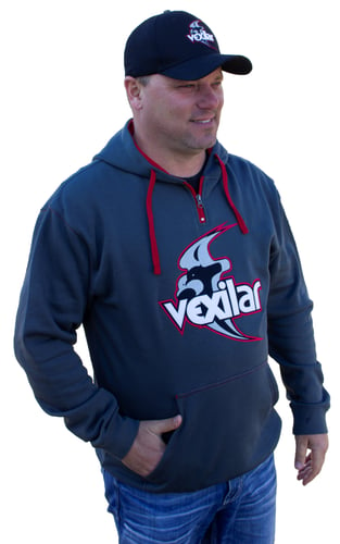 Vexilar VW238-4 Heavy Weight 1/4 Zip Charcoal Hoodie Applique Logo -