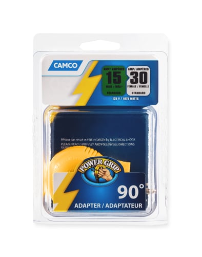 Camco 55325 PowerGrip  Adapter 15AM/30AF90Degree 125V/1875W | 014717553254