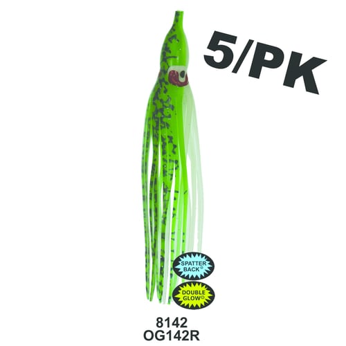 Yamashita Y16304 Squid Hoochy, 4 1/2 Inch, Glow  Green Spatter, 5/Pack | 611449279621
