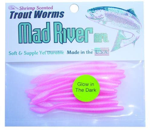 Mad River TW03 Trout Worm, 2 1/2 Inch Glow Pink, Floating, 10/Pack | 855787006031