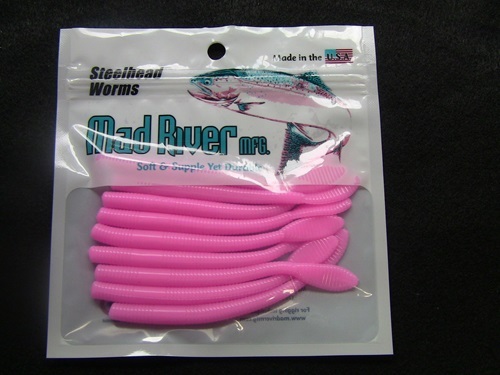 Mad River SW023 Steelhead Worm, 3 Inch Bubble Gum, Floating, 10/Pack | 819378015024