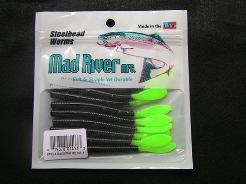 Mad River SW043 Steelhead Worm, 3 Inch Green Tailed Skunk, Floating | 819378015048