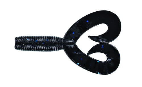 Yamamoto YAM1620021 5 Inch Double Tail Grub Black W/ Large Blue Flake | 783670009398