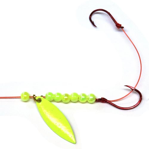 JB Lures W23C Lil' Willy 2 Hook Harness W2, #4,6 Red Hook