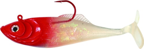 Calcutta FF06RH Flashfoil Shad, 6 Inch 2 1/4 oz, Red Head, 4/Pack | 768721200184