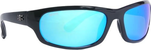 Calcutta SH2BM Steelhead Sunglasses Shiny Black Frame Blue Mirror Lens