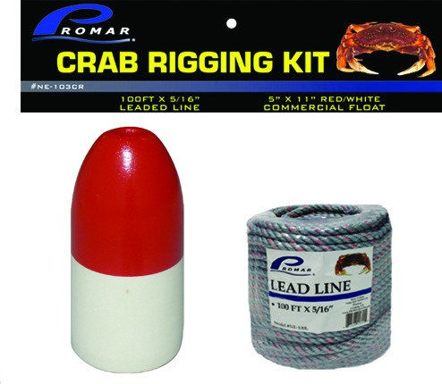 Promar NE103CR Crab Rigging Kit w/ 100 5/16 Inch Leadline 5 Inchx11 Inch Rd/Wh Flt | 837508006278