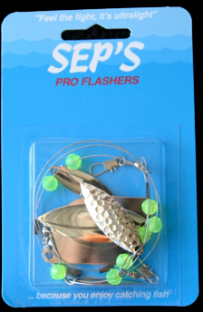 Seps 20200 Pro Flasher, Willow Blades, Silver/Chartreuse Bead | 097969202002