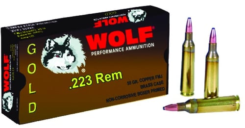 Wolf 22355FMJ Performance Rifle Ammo 223 REM, FMJ, 55 Grains, 3250